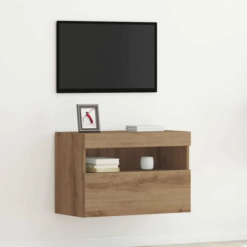 TV sieninė spintelė su LED artisano ąžuolo 60 x 30 x 40 cm