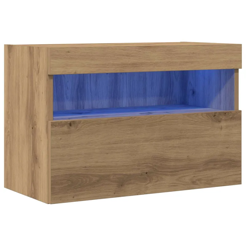 TV sieninė spintelė su LED artisano ąžuolo 60 x 30 x 40 cm