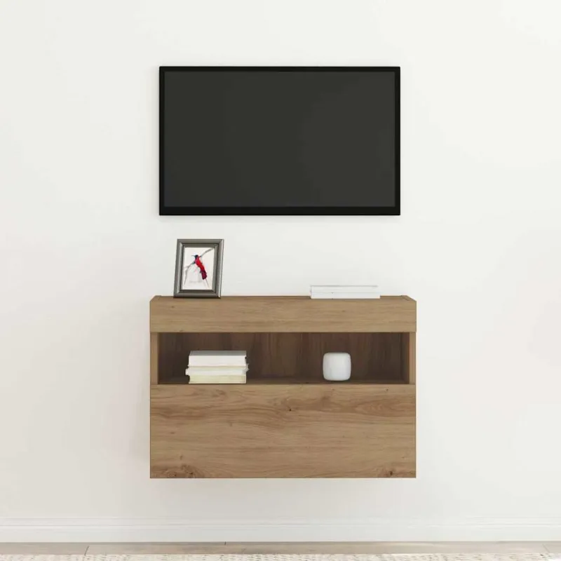 TV sieninė spintelė su LED artisano ąžuolo 60 x 30 x 40 cm