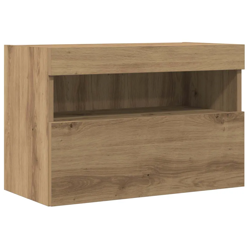TV sieninė spintelė su LED artisano ąžuolo 60 x 30 x 40 cm
