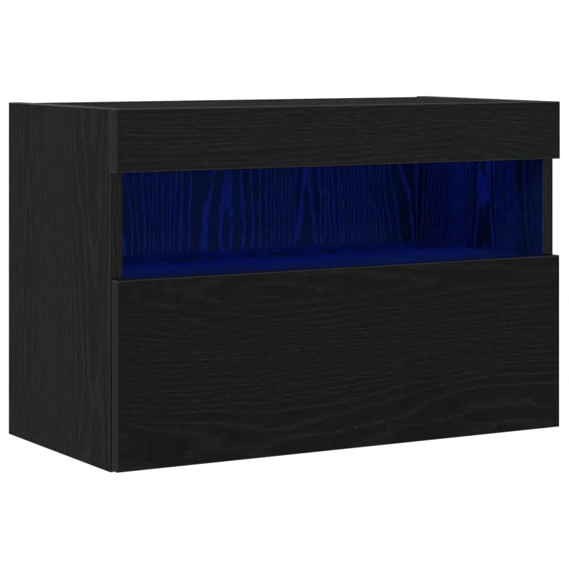 TV sieninė spintelė su LED juoda ąžuolo 60 x 30 x 40 cm