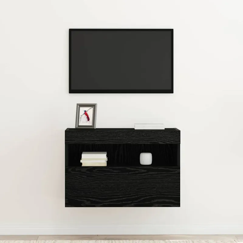 TV sieninė spintelė su LED juoda ąžuolo 60 x 30 x 40 cm