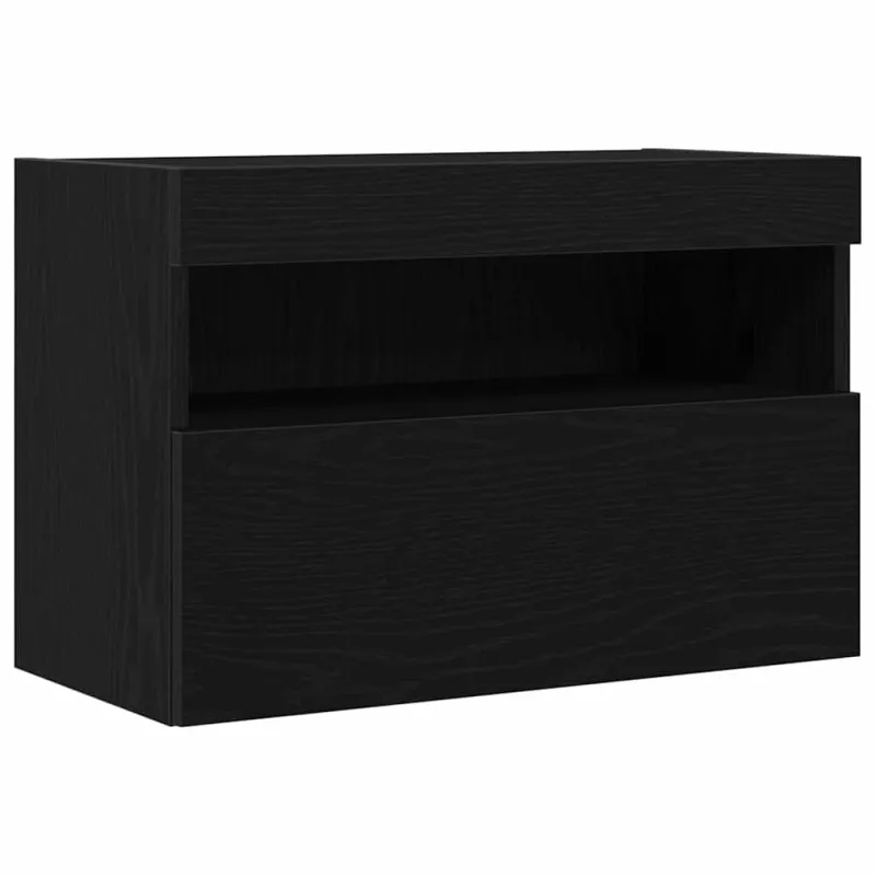 TV sieninė spintelė su LED 2 pcs juoda ąžuolo 60 x 30 x 40 cm