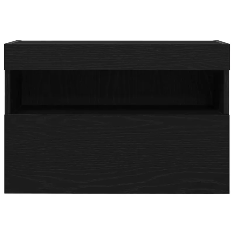 TV sieninė spintelė su LED 2 pcs juoda ąžuolo 60 x 30 x 40 cm