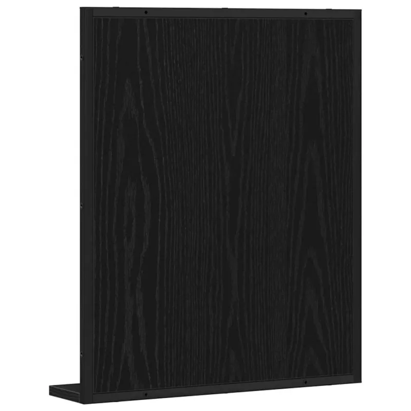 Veidrodis su lentyna su saugykla juoda ąžuolo 50 x 12 x 60 cm