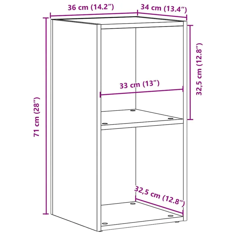 LP laikymo dėžė juodas ąžuolas 71x34x36 cm inžinerinė mediena