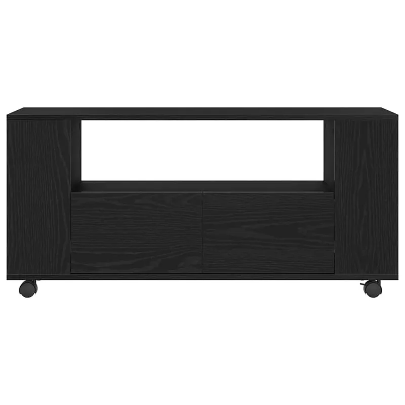 TV spintelė su ratukais, juodas ąžuolas, 102x34,5x43cm, mediena