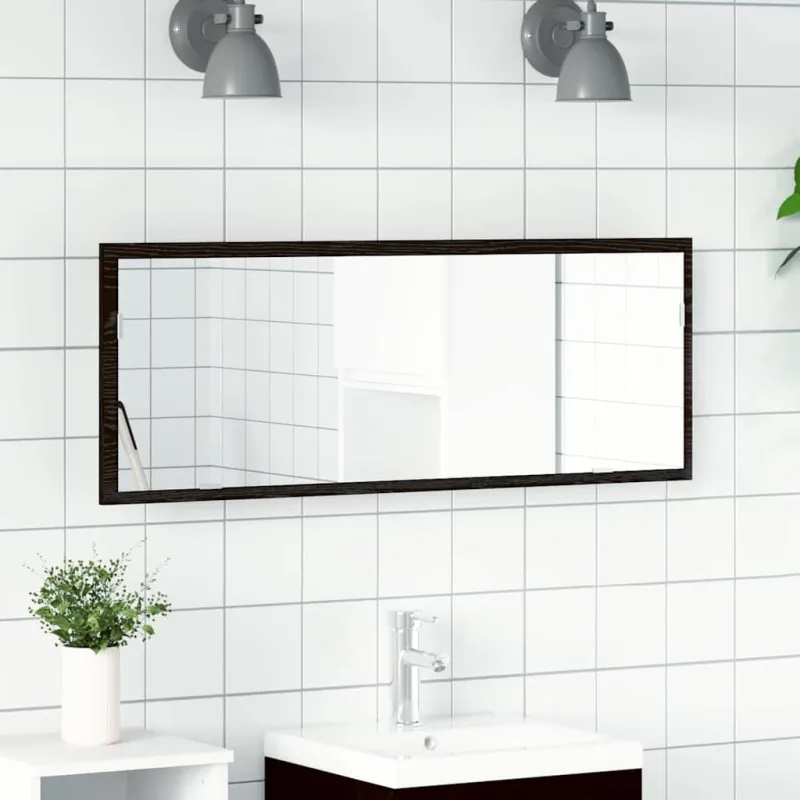 LED vonios veidrodis Juodas ąžuolas 100 x 8,5 x 37 cm Stiklas