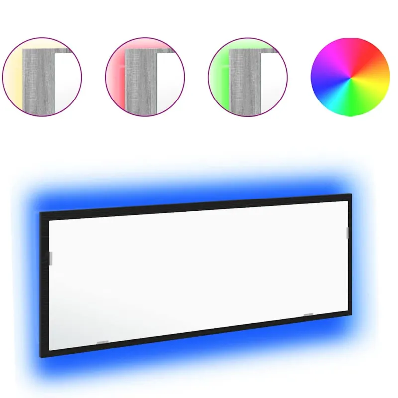 LED vonios veidrodis Juodas ąžuolas 100 x 8,5 x 37 cm Stiklas