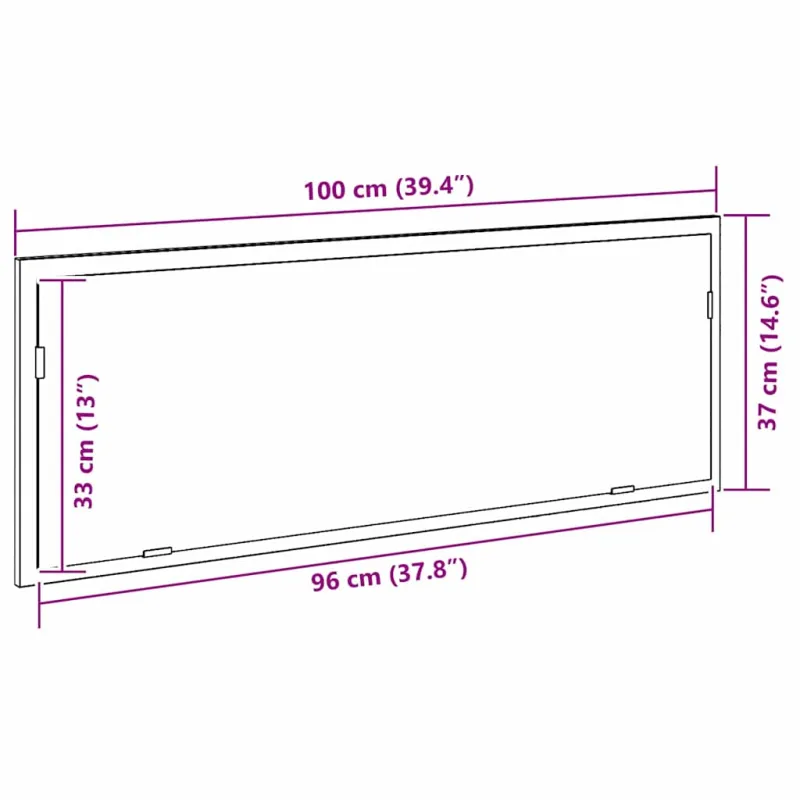 LED vonios veidrodis Juodas ąžuolas 100 x 8,5 x 37 cm Stiklas