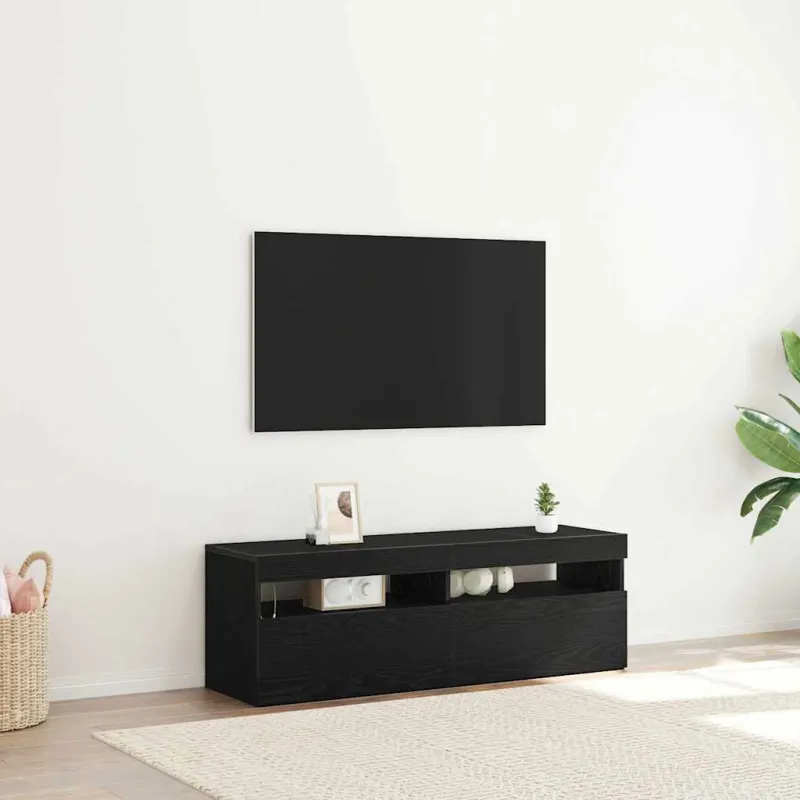 Televizoriaus spintelė su LED Juodas ąžuolas 120 x 35 x 40 cm