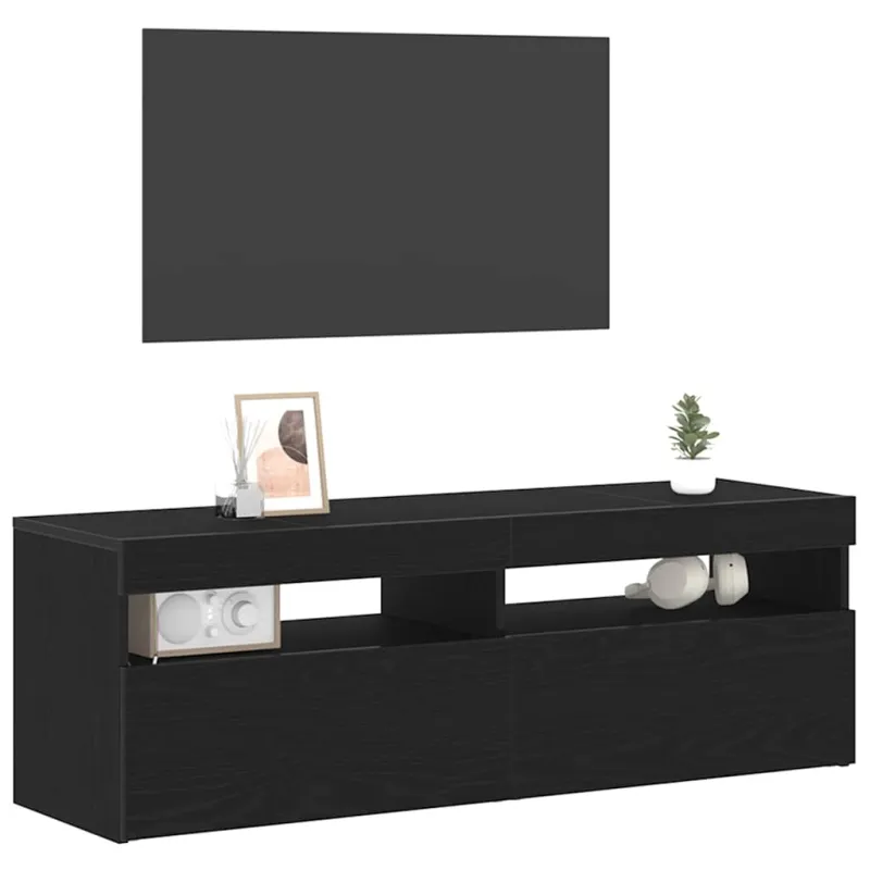 Televizoriaus spintelė su LED Juodas ąžuolas 120 x 35 x 40 cm