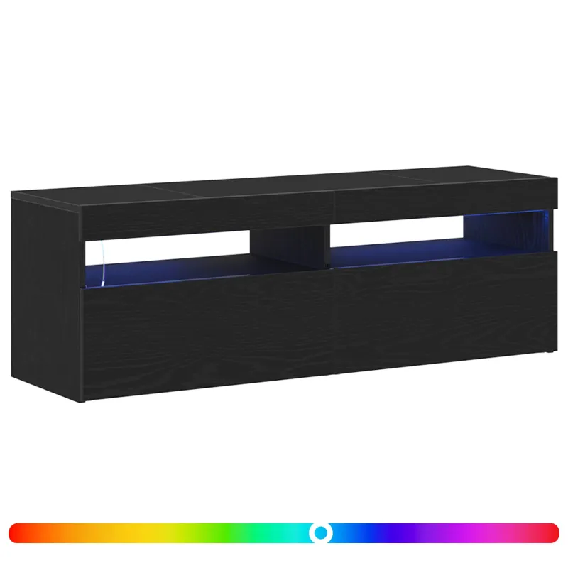 Televizoriaus spintelė su LED Juodas ąžuolas 120 x 35 x 40 cm