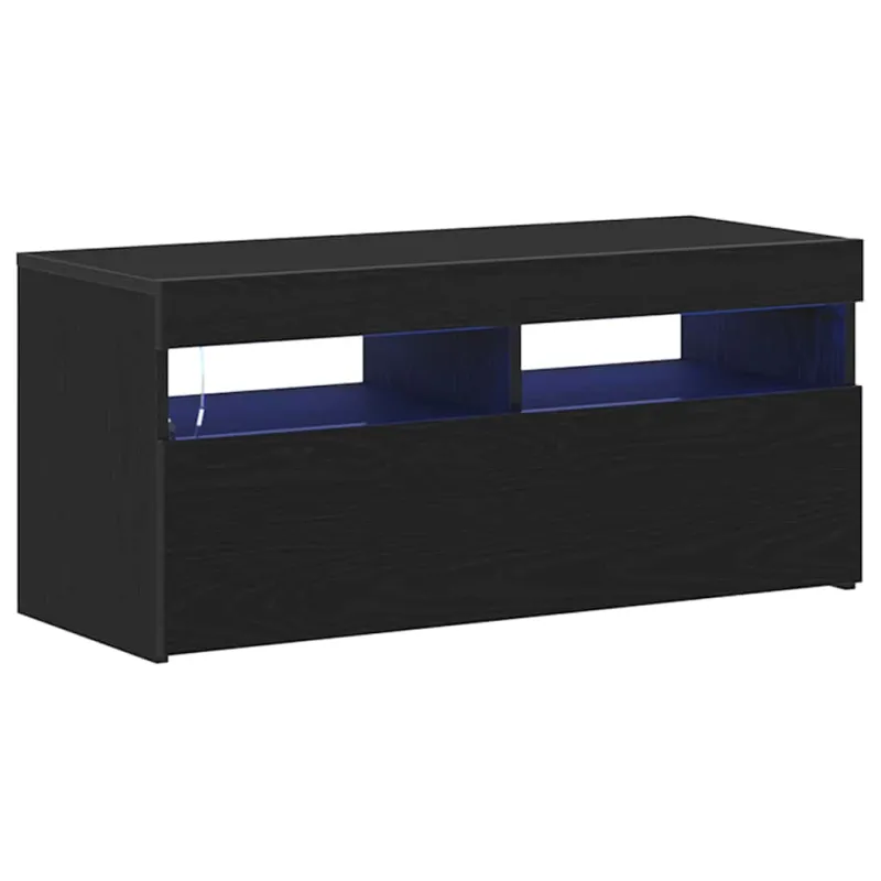 Televizoriaus spintelė su LED Juodas ąžuolas 90 x 35 x 40 cm