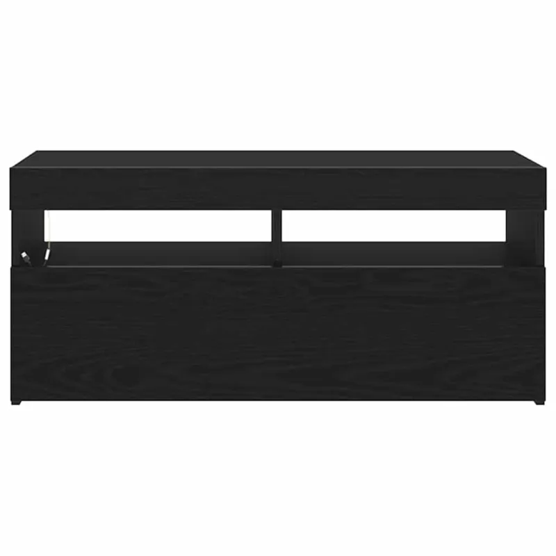 Televizoriaus spintelė su LED Juodas ąžuolas 90 x 35 x 40 cm