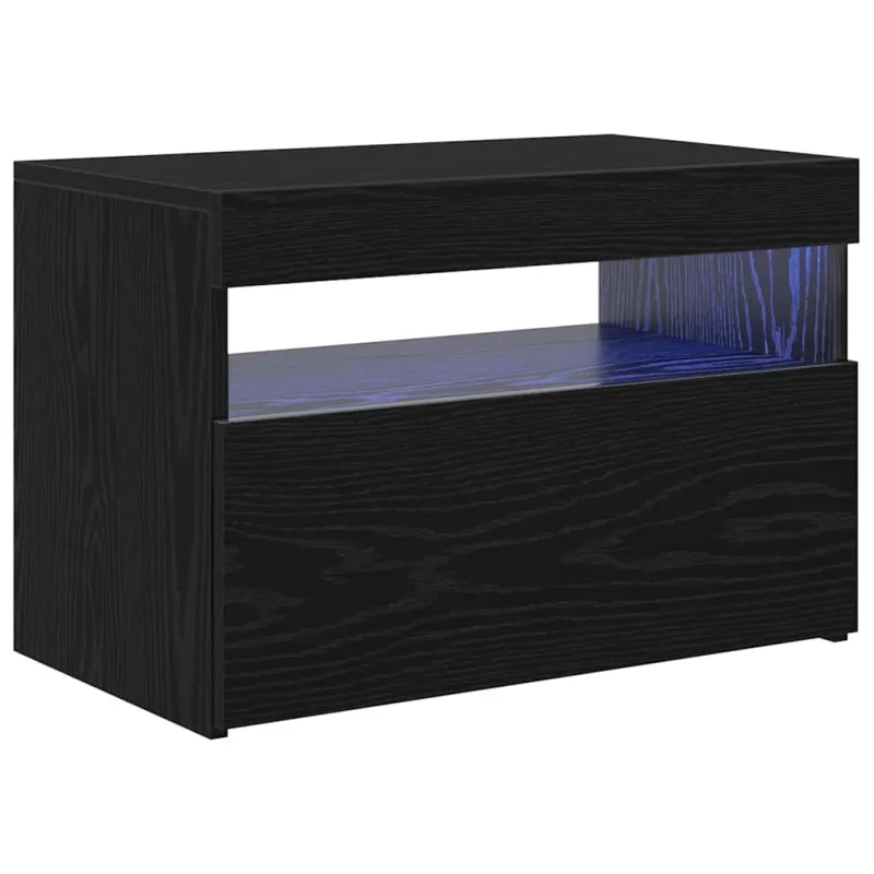 Televizoriaus spintelė su LED Juodas ąžuolas 60 x 35 x 40 cm