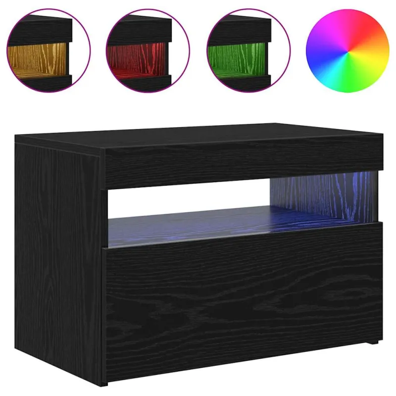 Televizoriaus spintelė su LED Juodas ąžuolas 60 x 35 x 40 cm