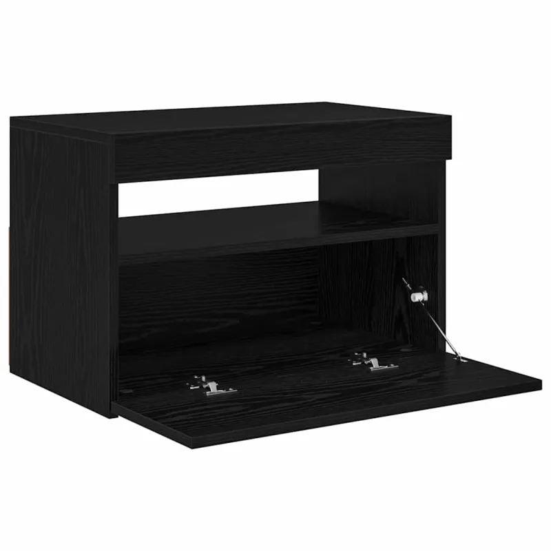 Televizoriaus spintelė su LED Juodas ąžuolas 60 x 35 x 40 cm