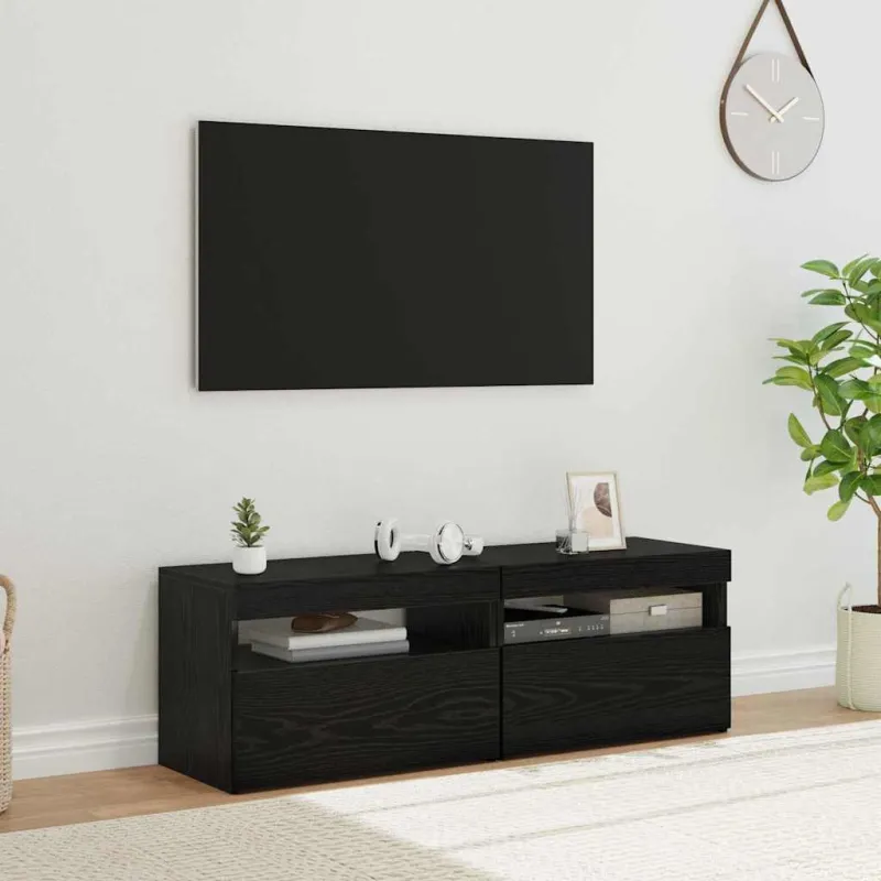 Televizoriaus spintelė 2 pcs Juodas ąžuolas 60 x 35 x 40 cm