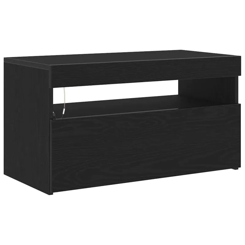 Televizoriaus spintelė su LED Juodas ąžuolas 75 x 35 x 40 cm
