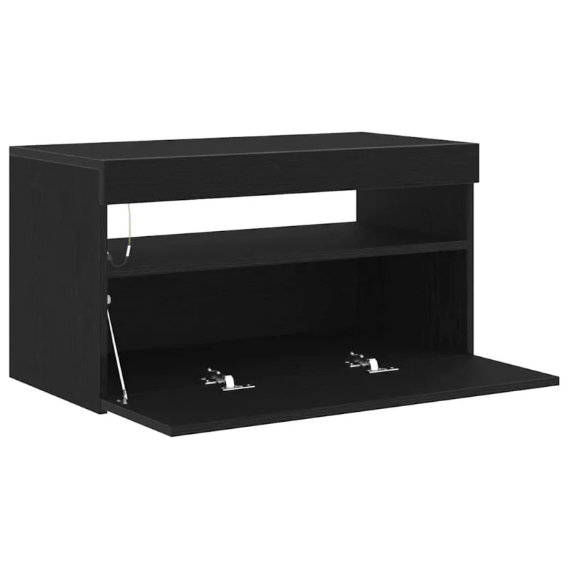Televizoriaus spintelė su LED Juodas ąžuolas 75 x 35 x 40 cm