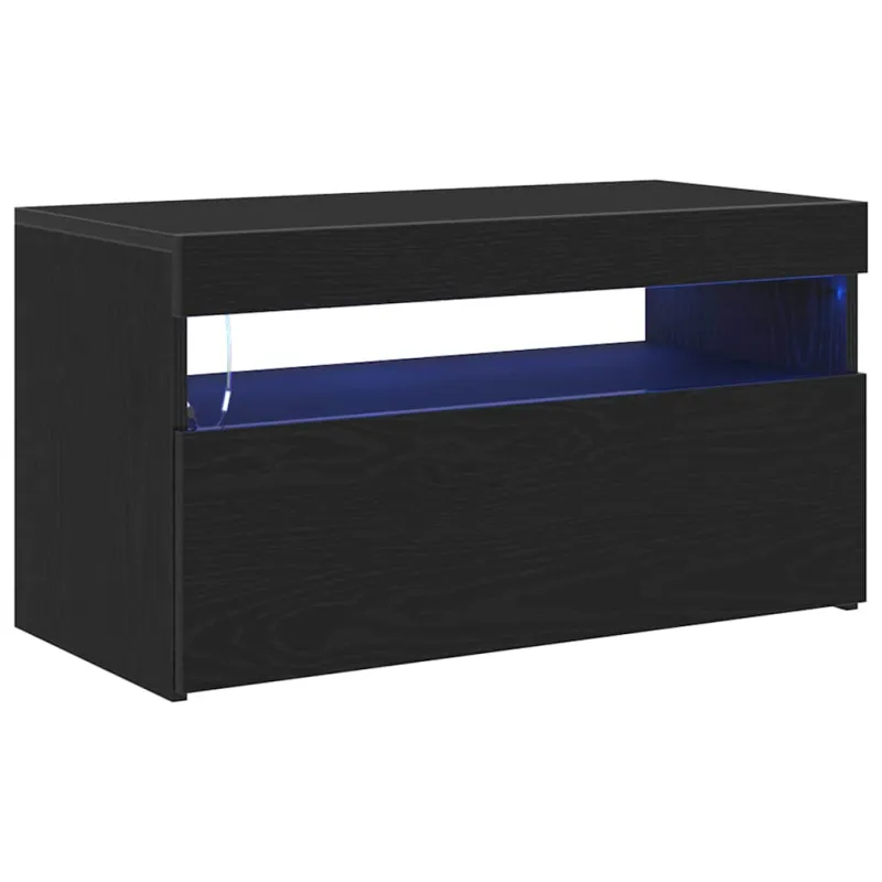 Televizoriaus spintelė su LED Juodas ąžuolas 75 x 35 x 40 cm