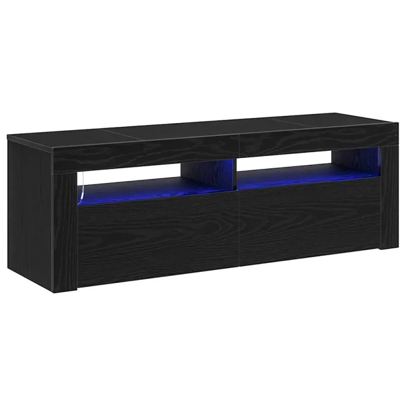 Televizoriaus spintelė su LED Juodas ąžuolas 120 x 35 x 40 cm