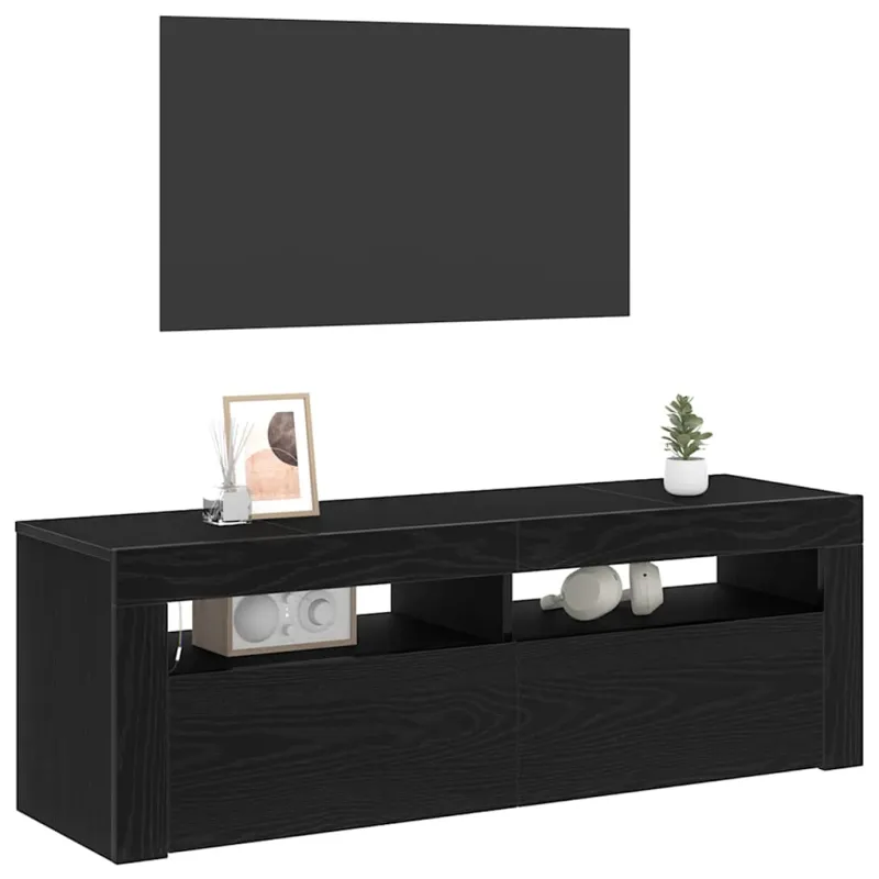 Televizoriaus spintelė su LED Juodas ąžuolas 120 x 35 x 40 cm
