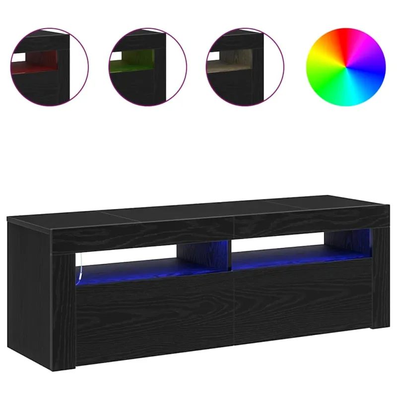 Televizoriaus spintelė su LED Juodas ąžuolas 120 x 35 x 40 cm
