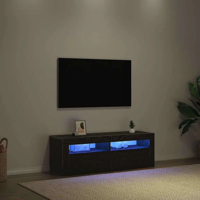 Televizoriaus spintelė su LED Juodas ąžuolas 120 x 35 x 40 cm