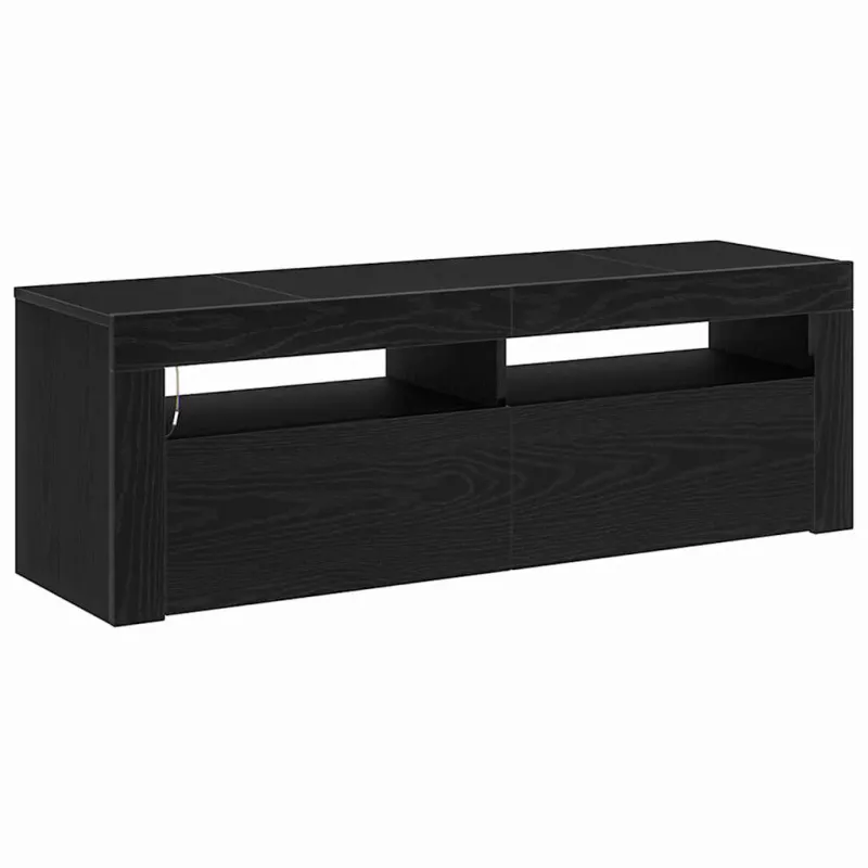 Televizoriaus spintelė su LED Juodas ąžuolas 120 x 35 x 40 cm