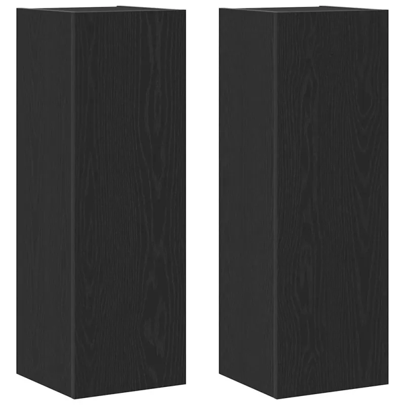 Sieninis televizoriaus stovas 2 pcs Juodas ąžuolas