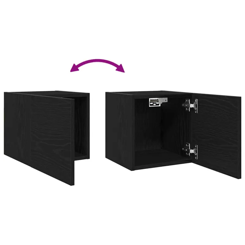Sieninis televizoriaus kabinetas 2 pcs Juodojo ąžuolo
