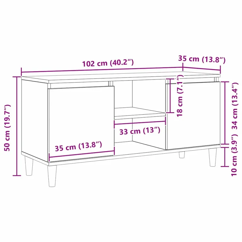 Televizoriaus spintelė Juodas ąžuolas 102 x 35 x 50 cm