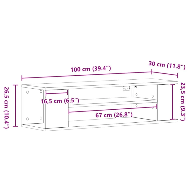 Televizoriaus spintelė artisian oak 100 x 30 x 26,5 cm