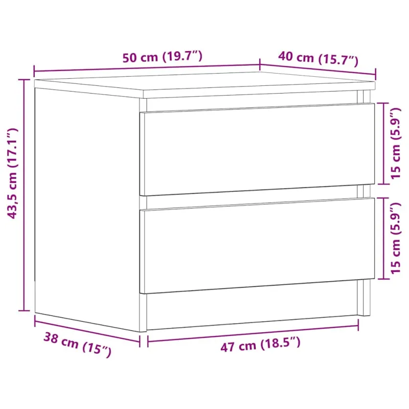 Šalia lovos spintelė Juodas ąžuolas 50 x 40 x 43,5 cm