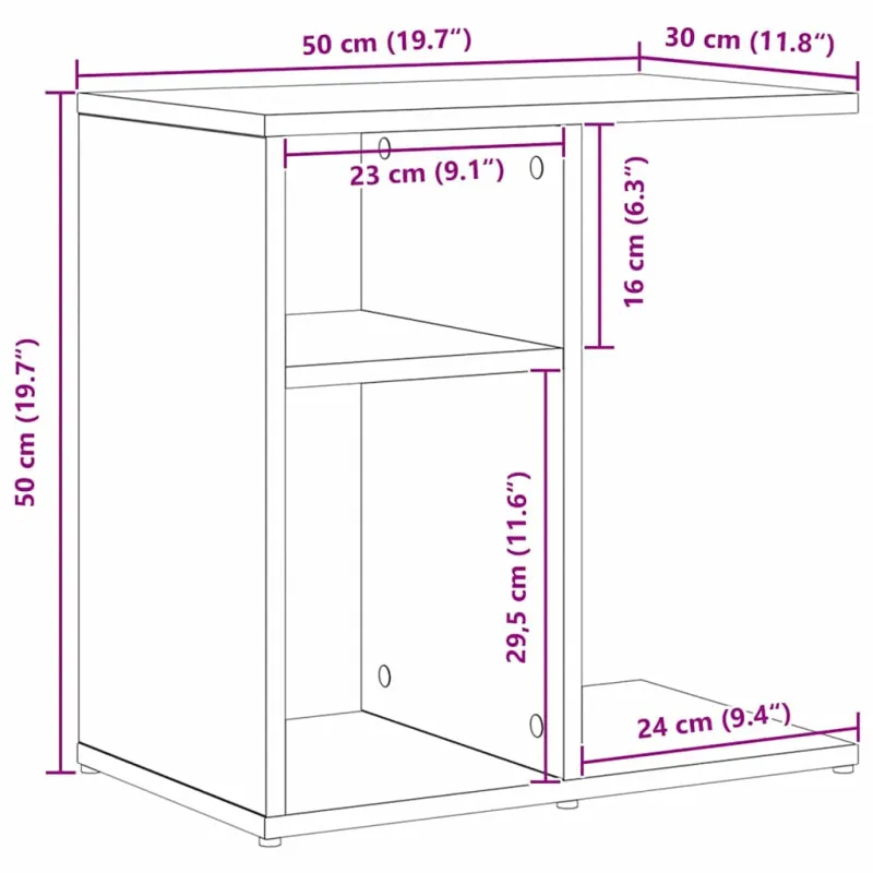 Šoninis stalas Juodas ąžuolas 50 x 30 x 50 cm Apdirbta mediena