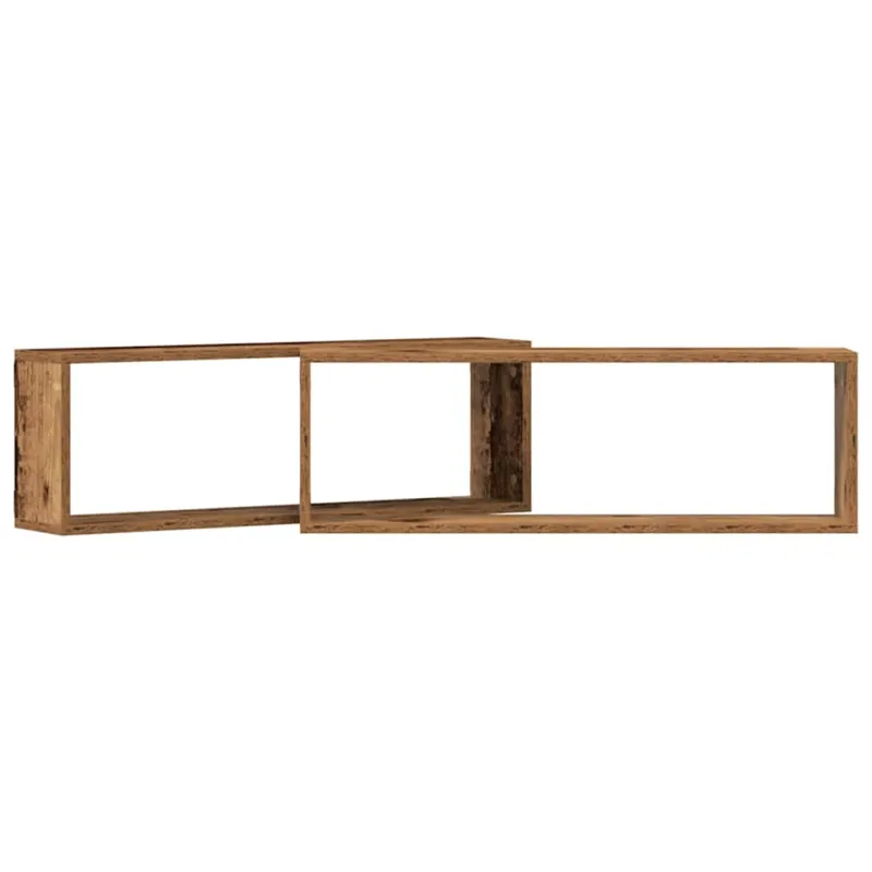 Sieninės lentynos su lentyna 2 pcs Senas medis 80 x 15 x 26 cm