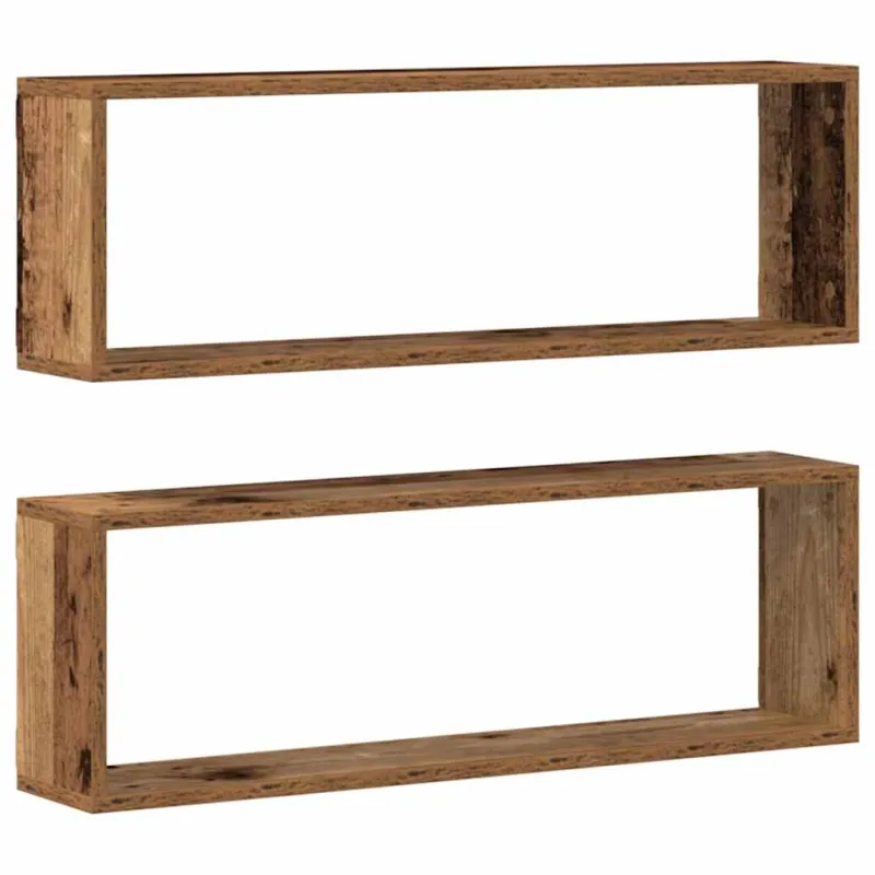 Sieninės lentynos su lentyna 2 pcs Senas medis 80 x 15 x 26 cm
