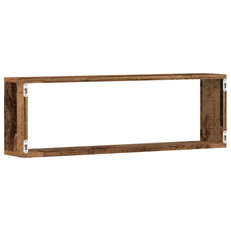 Sieninės lentynos su lentyna 2 pcs Senas medis 80 x 15 x 26 cm