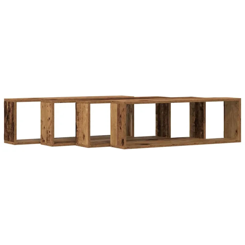 Sieninės lentynos su lentyna 4 pcs Senas medis 80 x 15 x 26 cm
