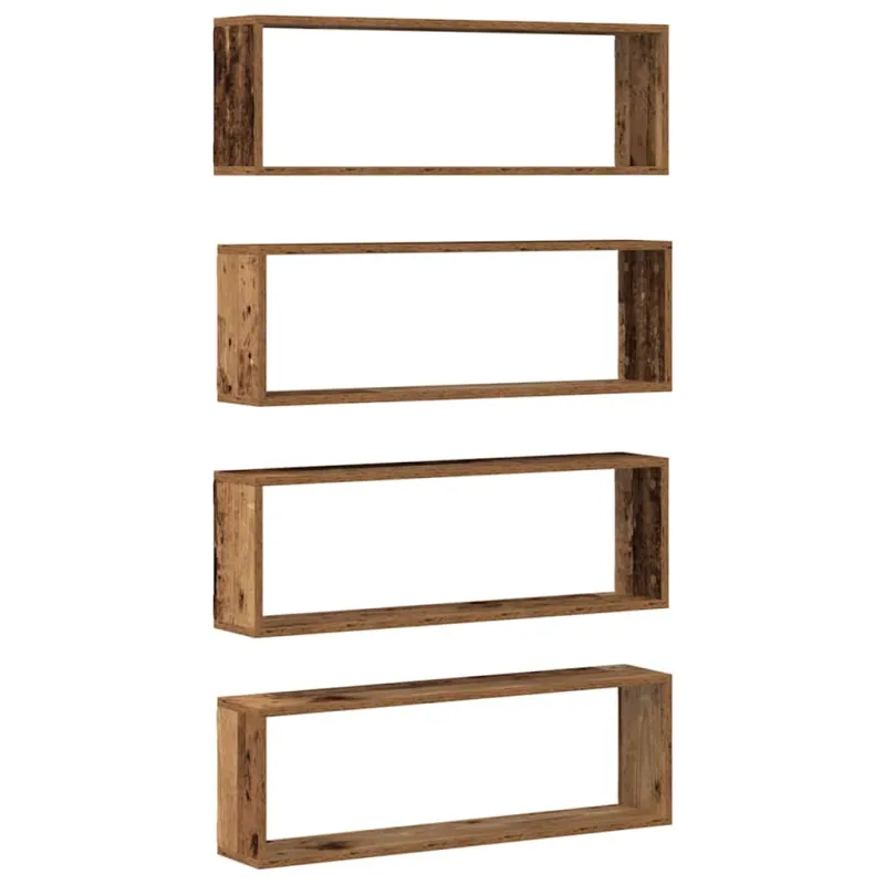 Sieninės lentynos su lentyna 4 pcs Senas medis 80 x 15 x 26 cm