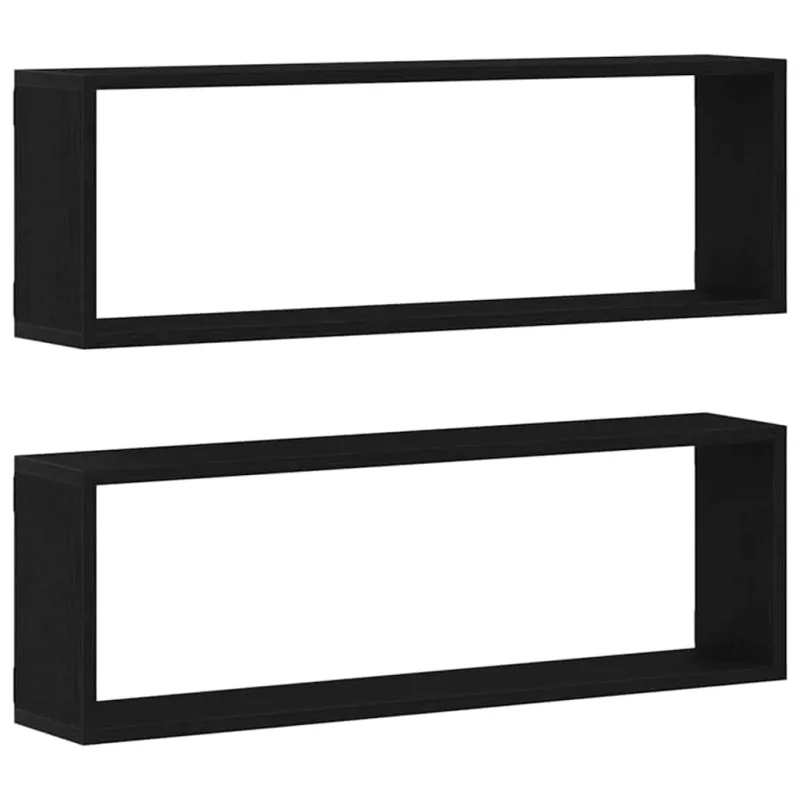 Sieninės lentynos 2 pcs Juodas ąžuolas 80 x 15 x 26 cm