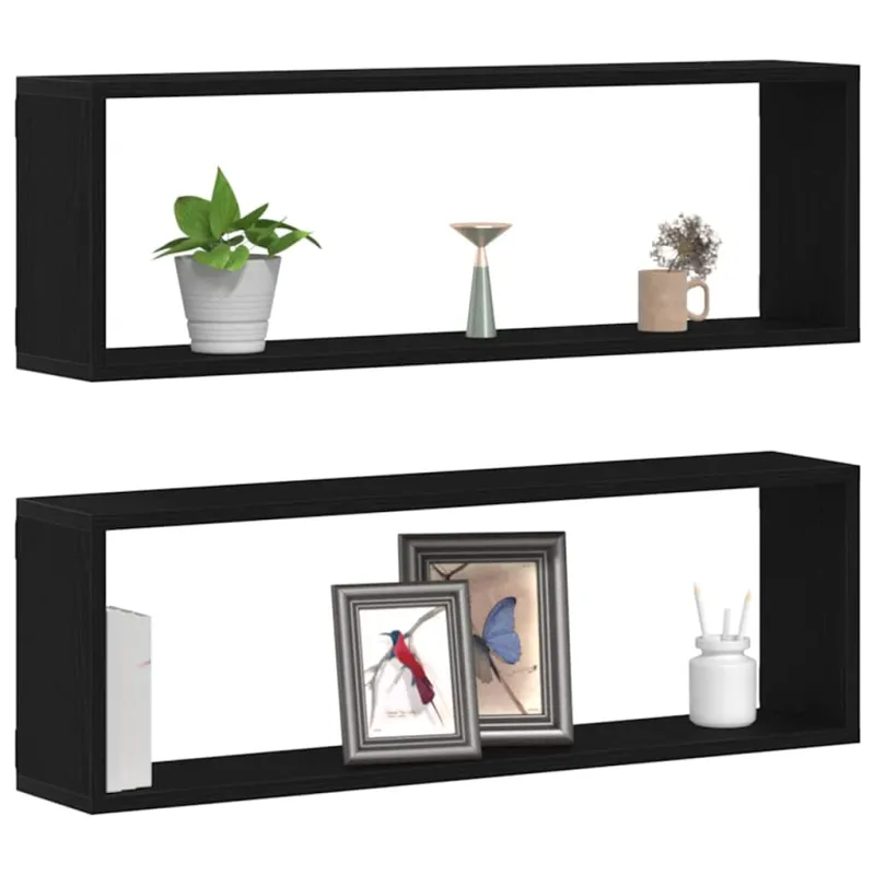 Sieninės lentynos 2 pcs Juodas ąžuolas 80 x 15 x 26 cm