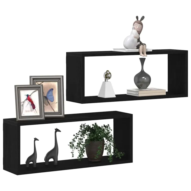 Sieninės lentynos 2 pcs Juodas ąžuolas 60 x 15 x 23 cm