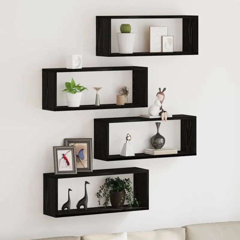 Sieninės lentynos 4 pcs Juodas ąžuolas 60 x 15 x 23 cm