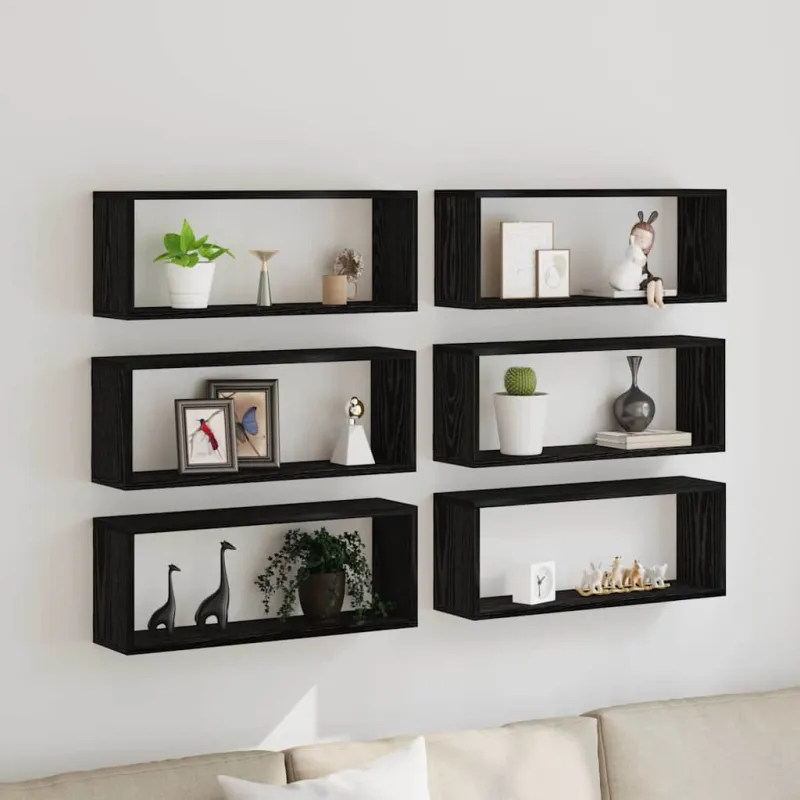 Sieninės lentynos 6 pcs Juodas ąžuolas 60 x 15 x 23 cm