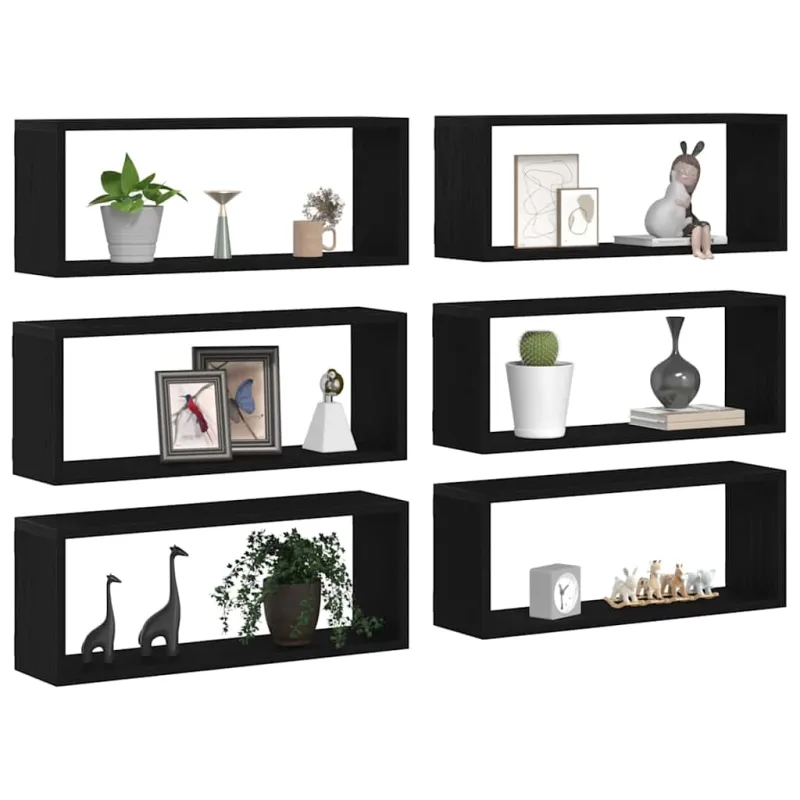 Sieninės lentynos 6 pcs Juodas ąžuolas 60 x 15 x 23 cm