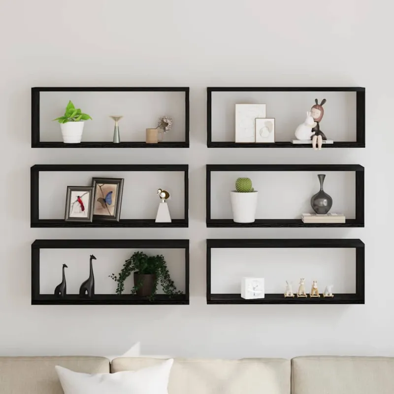 Sieninės lentynos 6 pcs Juodas ąžuolas 60 x 15 x 23 cm