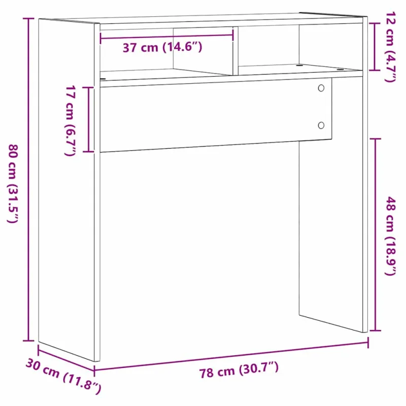 Konsolinis stalas Juodas ąžuolas 78 x 30 x 80 cm